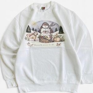 Vintage Laurie Korsgaden Country Snowman Christmas Graphic Sweatshirt M